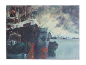Havenzicht op Antwerpen - NL Antiques