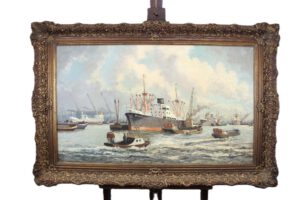 Schilderij Rotterdams havengezicht | 19e - 20e eeuw | De Baanhoeve | NL Antiques